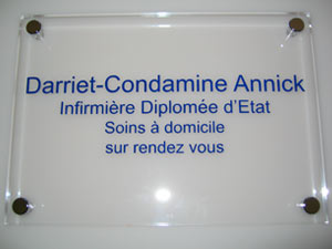 plaque infirmière transparente