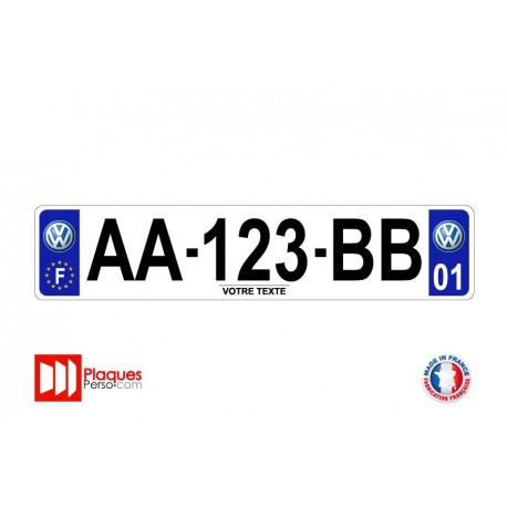 Plaque d'immatriculation Volkswagen