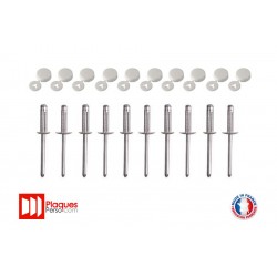 Lot de 10 rivets avec caches blancs