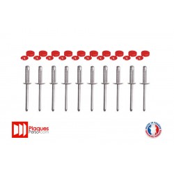 Lot de 10 rivets avec caches rouges