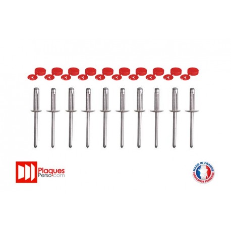 Lot de 10 rivets avec caches rouges