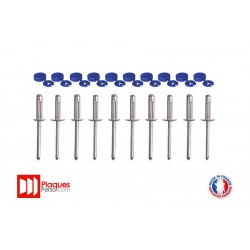 Lot de 10 rivets avec caches bleus