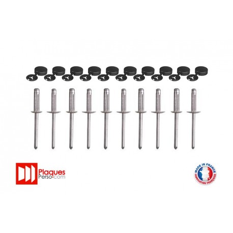 Lot de 10 rivets avec caches noirs