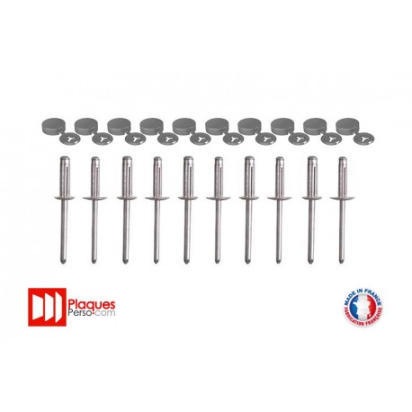 Lot de 10 rivets avec caches gris