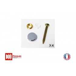 Kit de fixation pour plaque signalétique chromé plat
