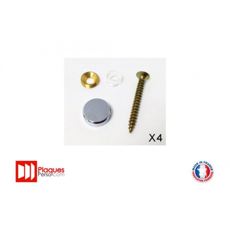 Kit de fixation pour plaque signalétique chromé plat