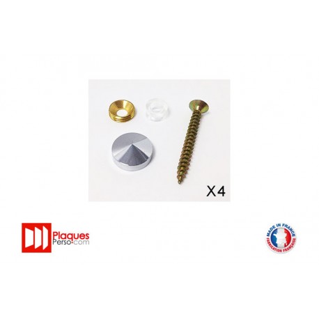 Kit de fixation pour plaque signalétique chromé conique