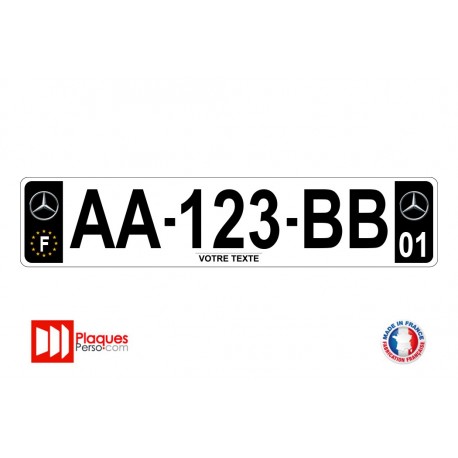 Plaque d'immatriculation Mercedes noir