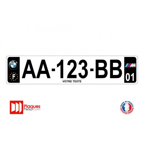 Plaque d'immatriculation BMW M noire