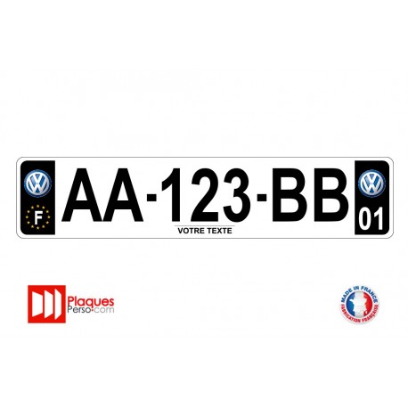 Plaque d'immatriculation Volkswagen noire