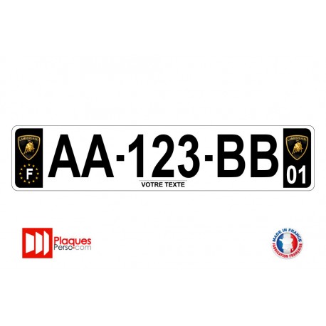 Plaque d'immatriculation Lamborghini noire