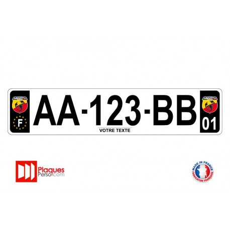 Plaque d'immatriculation Abarth noire