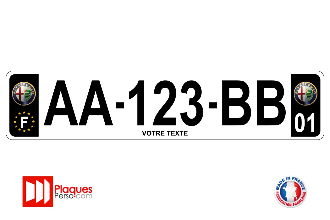 2x Stickers Plaques D'immatriculation Fond Noir Alfa Romeo 2 110x45mm Personnali