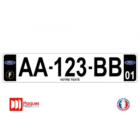Plaque d'immatriculation Ford noire