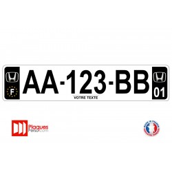 Plaque d'immatriculation Honda noire