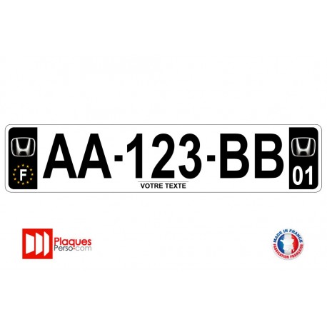 Plaque d'immatriculation Honda noire