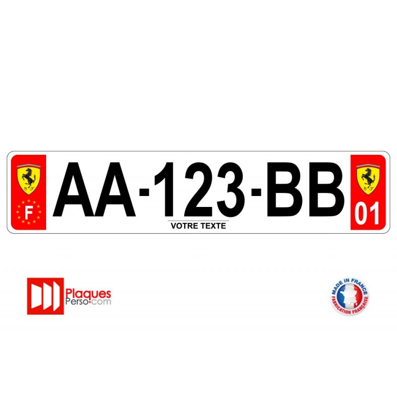 Que Signifie Les Plaque D Immatriculation Rouge Plaque d'immatriculation rouge personnalisée Ferrari
