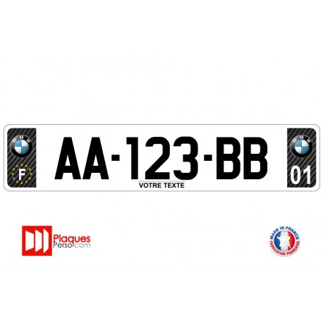 Plaque d'immatriculation BMW carbone