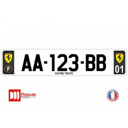 Plaque d'immatriculation Ferrari carbone