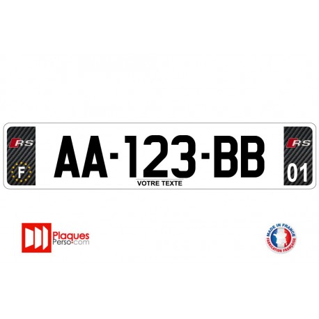 Plaque d'immatriculation RS carbone