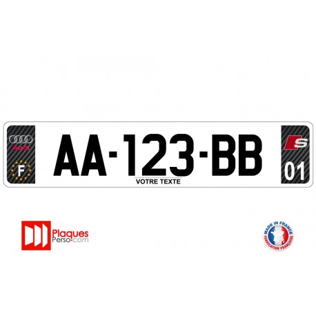 Plaque d'immatriculation Audi S line carbone