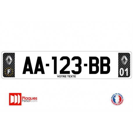 Plaque d'immatriculation Renault carbone