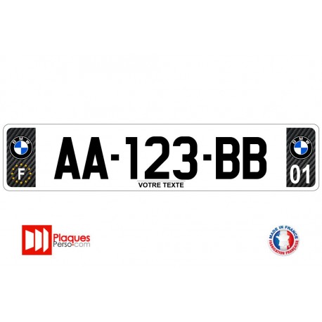 Plaque d'immatriculation BMW carbone