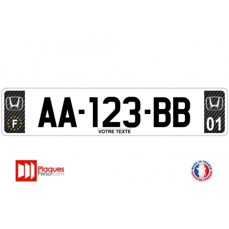 Plaque d'immatriculation Honda carbone