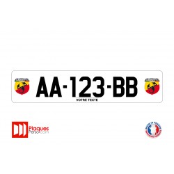 Plaque d'immatriculation logo Abarth blanche