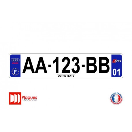 Plaque d'immatriculation Audi RS